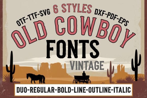 Old Cowboy Bundle: Bold Distressed Font for Western Designs